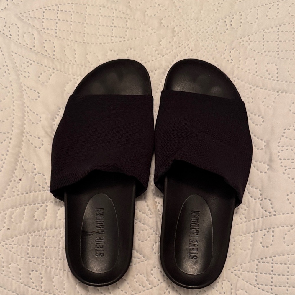 Steve Madden Black Slide Sandals